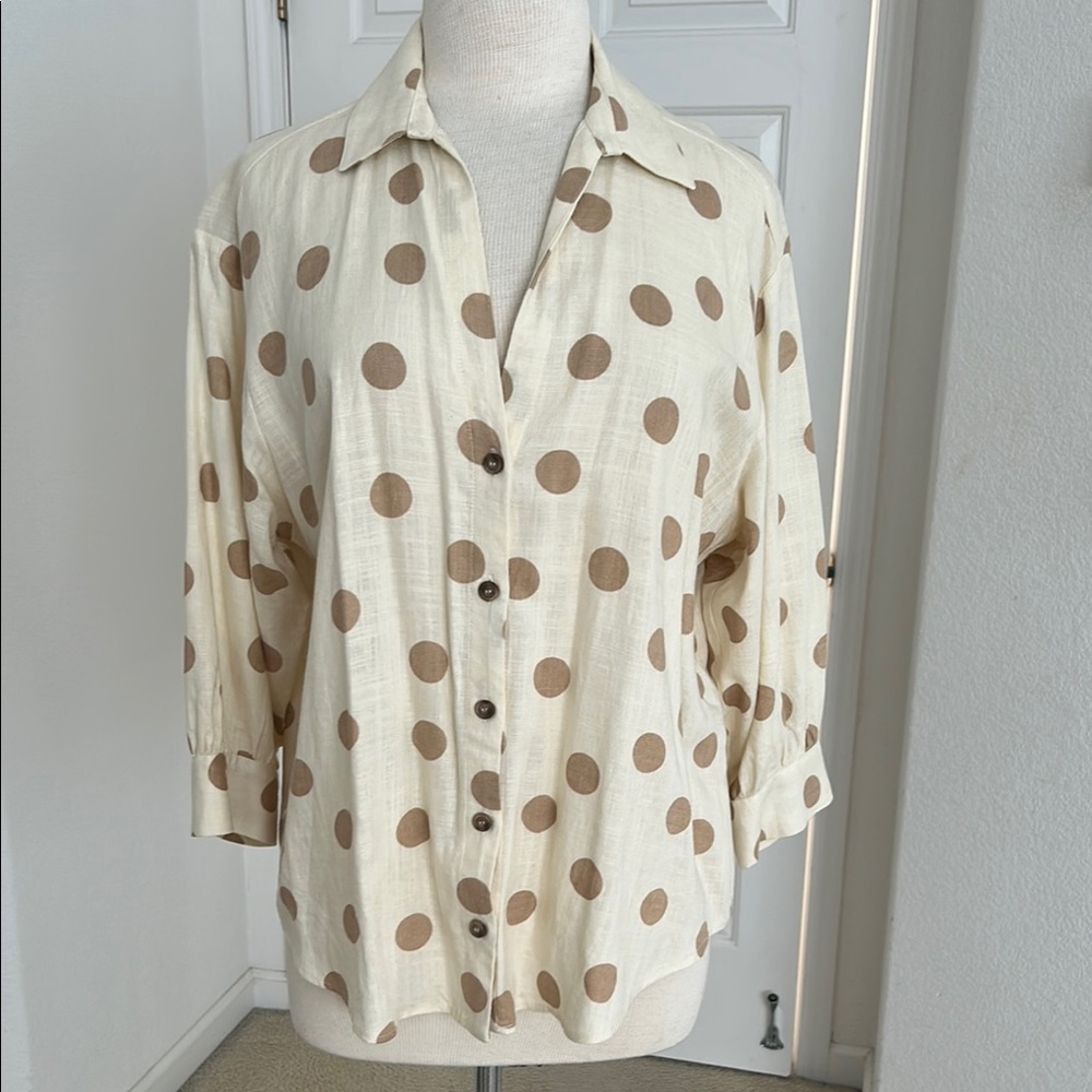 Chic Polka Dot Button-Up Blouse